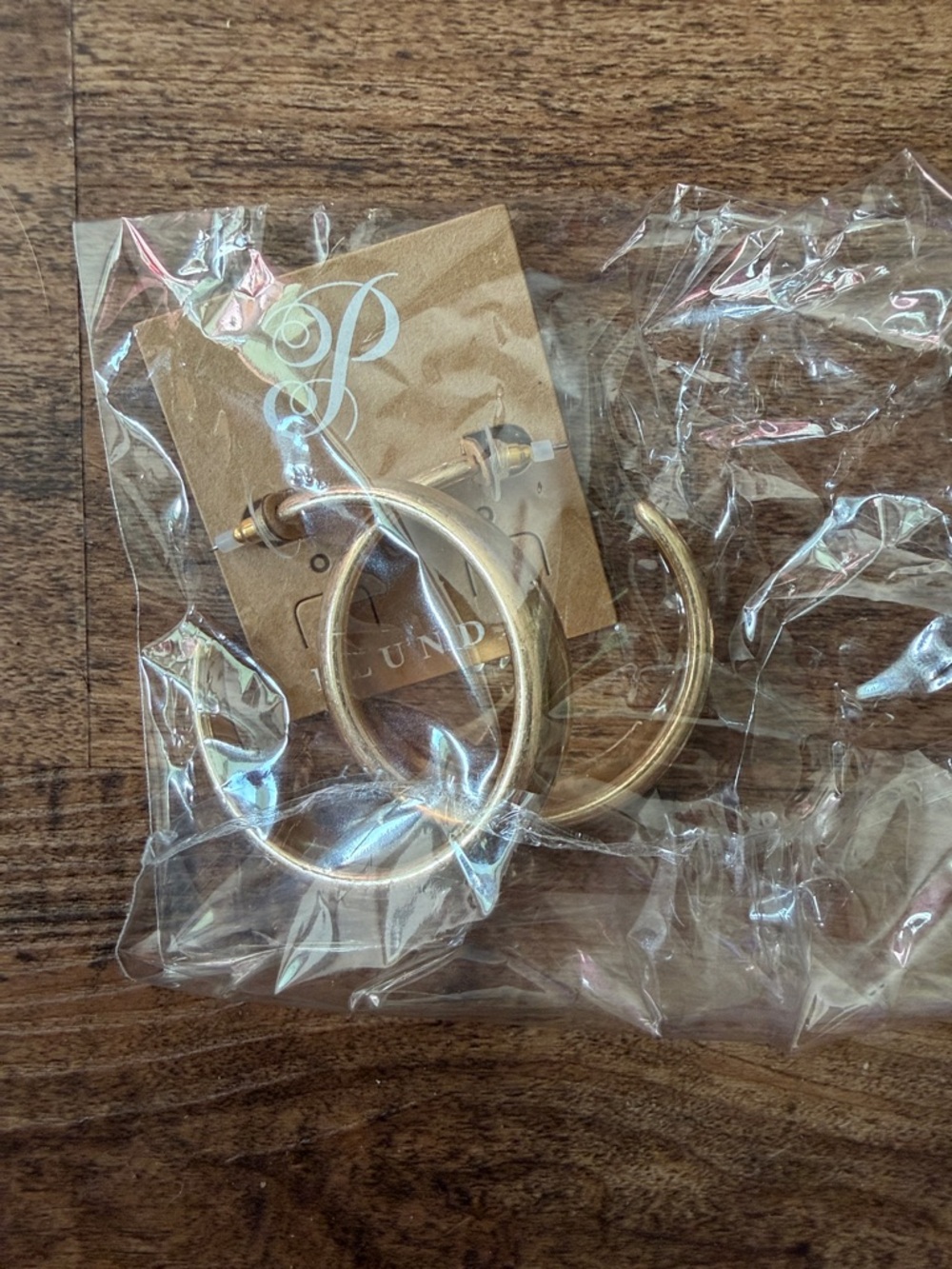 Plunder Brushed Gold Chunky Hoop Earrings - Picture 4 of 4